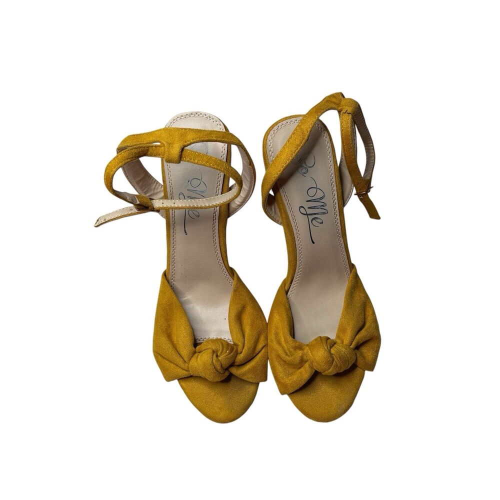 So Me Yellow Faux Suede Ankle Strap Platform Block Heels Size 8.5 Womens